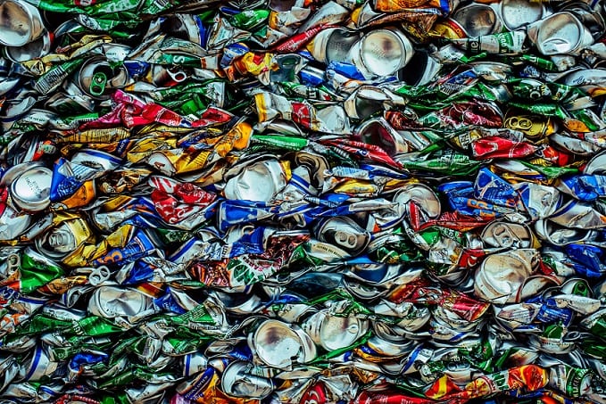 Image of tin can, garbage and waste for recycling