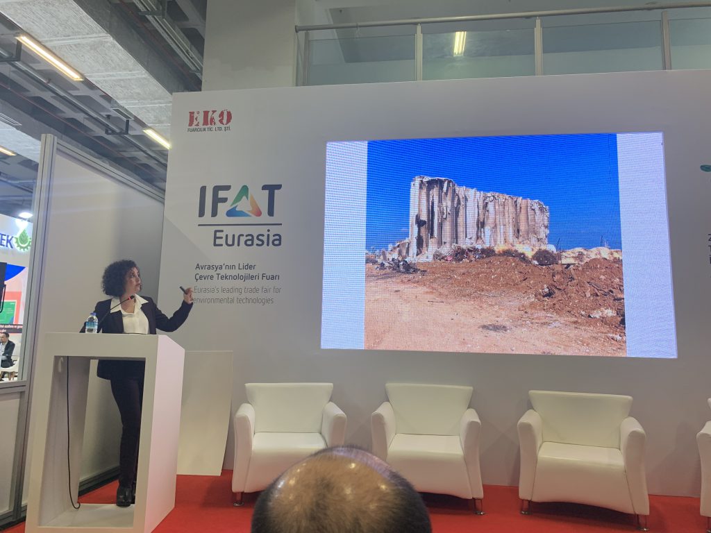 Dr Sophia Gahnimeh presenting at the IFAT Eurasia Panel Session on Disaster Waste Management 2023